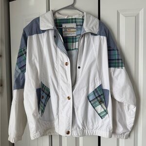 Vintage London Fog White and Blue Plaid Jacket